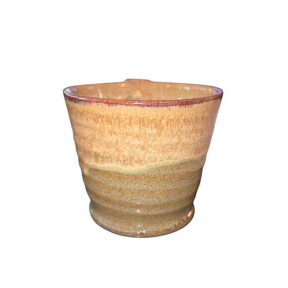 Fingerprint Pottery Pontotoc, MS Tan & Green Drip Glazed Art Pottery Coffee Mug - Picture 2 of 7